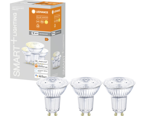 Ampoules LED Ledvance Smart WIFI à intensité lumineuse variable PAR16/PAR51 GU10/5W (40W) mat 350 lm 2700 K blanc chaud 3 pièces