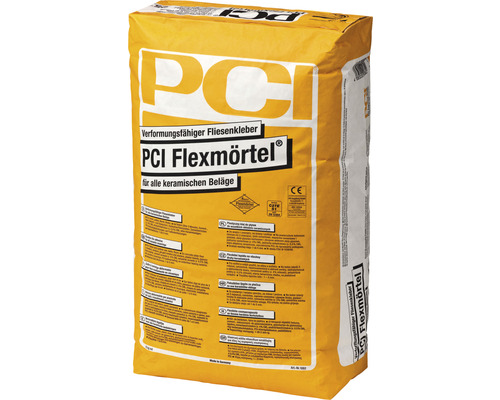 Colle pour carrelage déformable PCI Flexmörtel® pour tous les sols en céramique gris C2TE-S1 25 kg