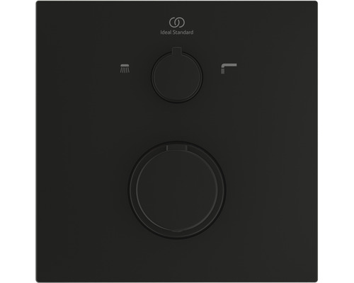 Logo Ideal Standard. Élément de commande du système de douche avec deux boutons ronds pour contrôler la douche et le robinet.