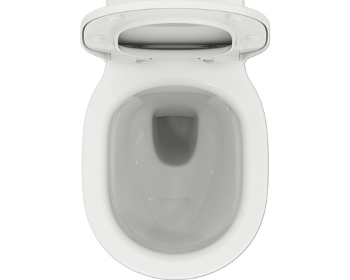 WC suspendu avec bride ouverte et siège de WC vu de dessus