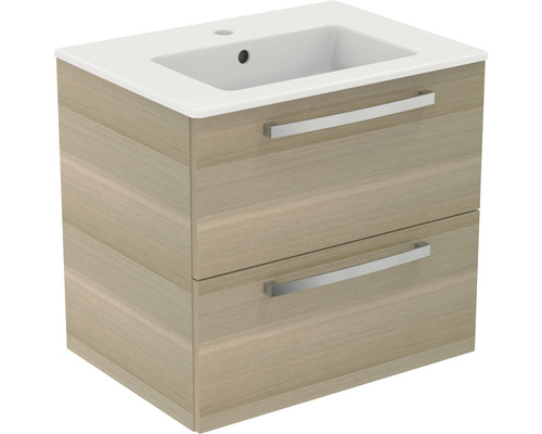 Set de meubles de salle de bains Ideal Standard Eurovit Plus lxhxp 61 x 56,5 x 45 cm couleur de façade chêne clair avec vasque céramique blanc K2979OS