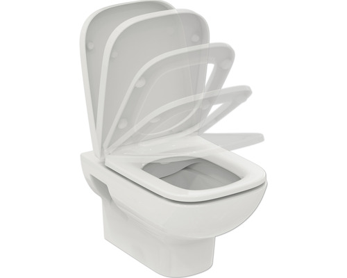 WC suspendu à fond creux avec abattant à fermeture ralentie