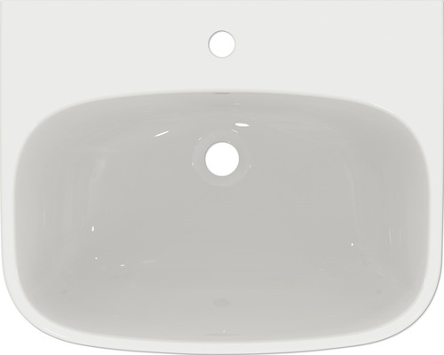 Lavabo en céramique avec trou pour robinet et trop-plein