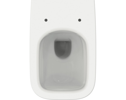 Vue de dessus de toilettes blanches en céramique