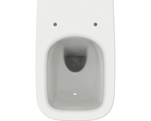 Vue de dessus de toilettes suspendues blanches