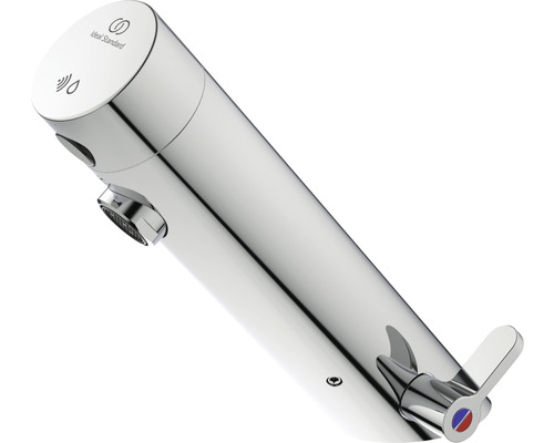 Ideal Standard Logo. Waschtischarmatur mit Sensor und Hebel zur manuellen Temperatureinstellung.