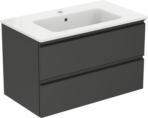 Badmöbel-Set Ideal Standard Connect E BxHxT 81,5 x 50,5 x 47 cm Frontfarbe anthrazit mit Waschtisch Keramik weiß K8699Y2