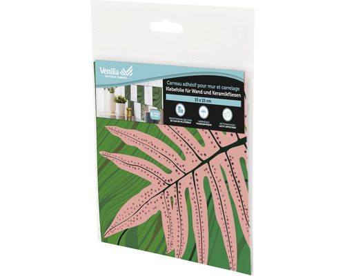 Verpackung einer selbstklebenden Wandfliesenfolie mit Pflanzenmuster, 15 x 15 cm