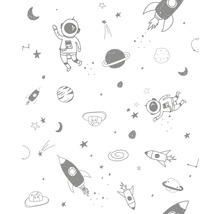 Weltraummuster mit Astronauten, Raketen, Planeten und Sternen