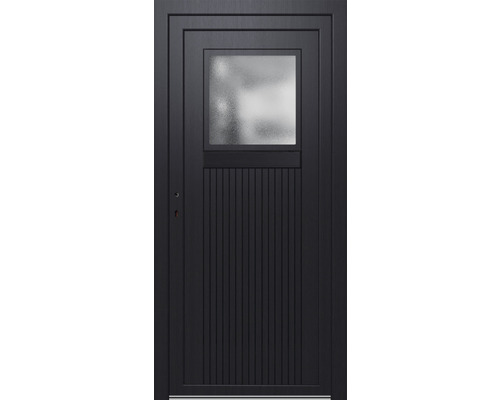 Nebeneingangstür KT 51 Kunststoff weiß/anthrazit 98x198 cm DIN Links Eingangstür mit Glaseinsatz und vertikalen Zierleisten