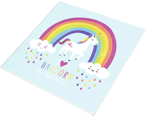 Schneidebrett mit Einhornmotiv und Regenbogen