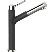 Robinet de cuisine avec corps noir et bec chromé