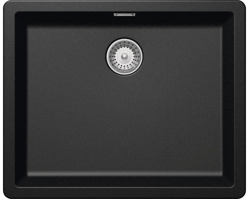 Évier Schock Greenwich N-100L 556 x 456 mm magma GREN100LAMAG sans égouttoir Évier noir avec panier-filtre en acier inoxydable