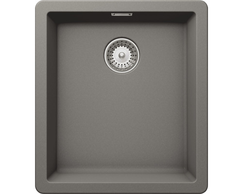 Évier Schock Greenwich N-100S 406 x 456 mm silverstone GREN100SUSIL sans égouttoir Évier en granit avec garniture d''écoulement
