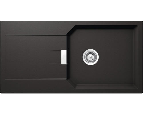 Évier Schock Manhattan D-100L 1000 x 510 mm nero MAND100LAGNE avec égouttoir Évier en granit avec égouttoir