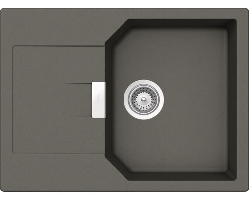 Évier Schock Manhattan D-100S 690 x 510 mm asphalte MAND100SUGAS avec égouttoir Évier en granit avec garniture d''écoulement
