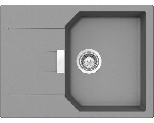 Évier Schock Manhattan D-100S 690 x 510 mm croma MAND100SUGCR avec égouttoir Évier de cuisine gris avec égouttoir et bonde à panier