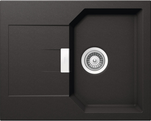 Évier Schock Manhattan D-100XS 640 x 510 mm nero MAND100XSUGNE avec égouttoir Évier en pierre avec égouttoir