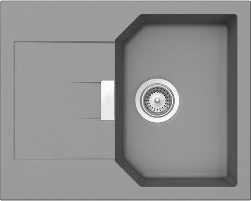Évier Schock Manhattan D-100XS 640 x 510 mm croma MAND100XSUGCR avec égouttoir Évier de cuisine gris avec garniture d''écoulement