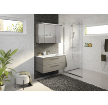 Badmöbel-Set Pelipal Kumba BxHxT 107 x 200 x 50 cm Frontfarbe graphit struktur quer mit Mineralguss-Waschtisch weiß 99.107012519