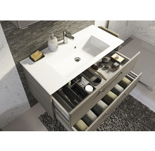 Badmöbel-Set Pelipal Kumba BxHxT 107 x 200 x 50 cm Frontfarbe graphit struktur quer mit Mineralguss-Waschtisch weiß 99.107012519