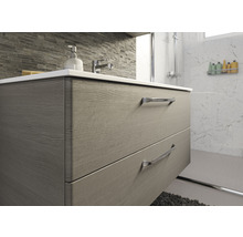 Badmöbel-Set Pelipal Kumba BxHxT 107 x 200 x 50 cm Frontfarbe graphit struktur quer mit Mineralguss-Waschtisch weiß 99.107012519