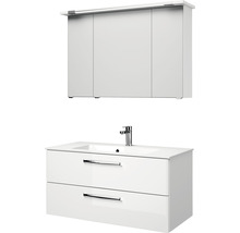 Badmöbel-Set Pelipal Kumba BxHxT 107 x 200 x 50 cm Frontfarbe weiß hochglanz mit Mineralguss-Waschtisch weiß 99.107012509
