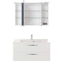 Badmöbel-Set Pelipal Kumba BxHxT 107 x 200 x 50 cm Frontfarbe weiß hochglanz mit Mineralguss-Waschtisch weiß 99.107012509