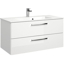 Badmöbel-Set Pelipal Kumba BxHxT 107 x 200 x 50 cm Frontfarbe weiß hochglanz mit Mineralguss-Waschtisch weiß 99.107012509