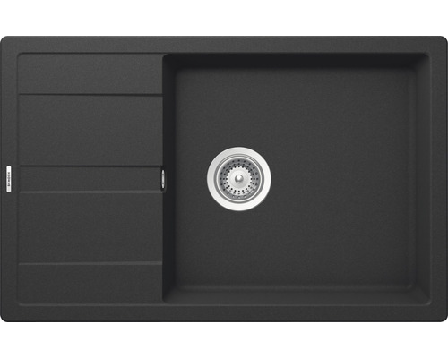 Évier Schock Manhattan D-100LS 780 x 500 mm onyx MAND100LSAGON avec égouttoir Évier en matériau composite à base de quartz avec égouttoir et bonde à panier