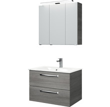 Set de meubles de salle de bains Pelipal Kumba lxhxp 77 x 200 x 50 cm couleur de façade graphite structure transversale avec vasque en verre blanc 99.77032619
