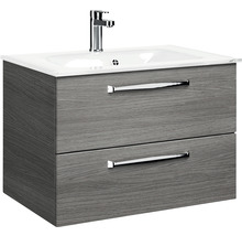 Set de meubles de salle de bains Pelipal Kumba lxhxp 77 x 200 x 50 cm couleur de façade graphite structure transversale avec vasque en verre blanc 99.77032619