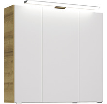 Armoire de salle de bain à trois portes avec éclairage