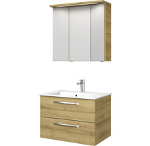 Badmöbel-Set Pelipal Kumba BxHxT 77 x 200 x 50 cm Frontfarbe eiche riviera mit Mineralguss-Waschtisch weiß 99.77012147