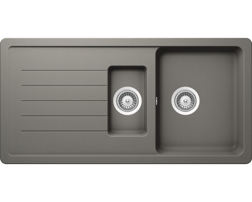 Évier Schock Toledo D-150 1000 x 500 mm silverstone TOLD150ASIL avec égouttoir Évier de cuisine avec égouttoir et deux bacs