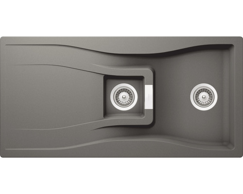 Évier Schock Waterfall D-150 1000 x 500 mm silverstone WATD150ASIL1 avec égouttoir Évier avec deux bacs et égouttoir