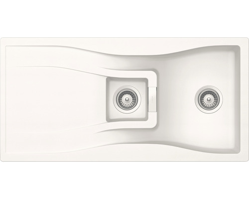 Évier Schock Waterfall D-150 1000 x 500 mm polaris WATD150APOL1 avec égouttoir Évier avec deux cuves et égouttoir