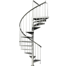 Escalier colimaçon Pertura Sania en tôle perforée galvanisé à chaud Ø 125 cm gris 12 marches 13 pas de marche-thumb-1
