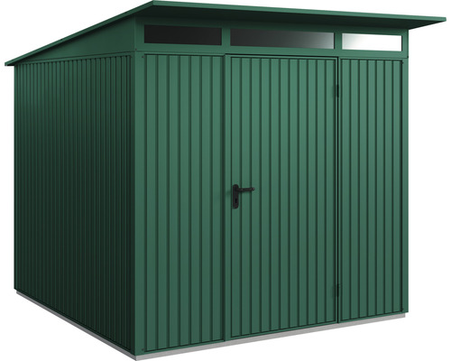 Armoire de jardin en métal avec porte à deux battants et imposte