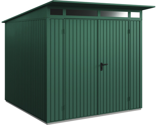 Abri de jardin Hörmann EcoStar Trend-P type 2 RAL6005 porte à deux vantaux 238 x 238 cm vert