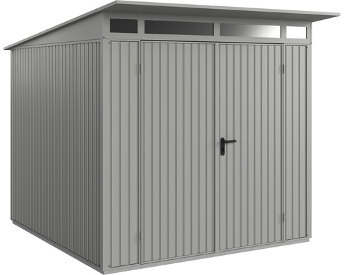 Abri de jardin Hörmann EcoStar Trend-P type 2 RAL9007 porte à deux vantaux 238 x 238 cm gris