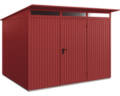 Abri de jardin Hörmann EcoStar Trend-P type 3 RAL3004 porte à un vantail 312,7 x 283,4 cm rouge