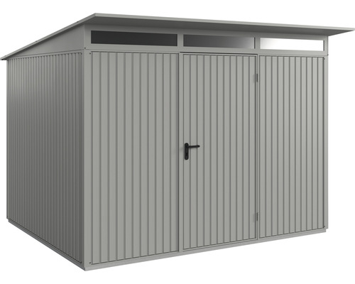 Abri de jardin Hörmann EcoStar Trend-P type 3 RAL9007 porte à un vantail 312,7 x 283,4 cm gris