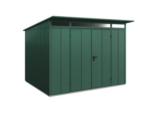 Abri de jardin Hörmann EcoStar Elegant-P type 3 RAL6005 porte à deux vantaux 312,7 x 283,4 cm vert