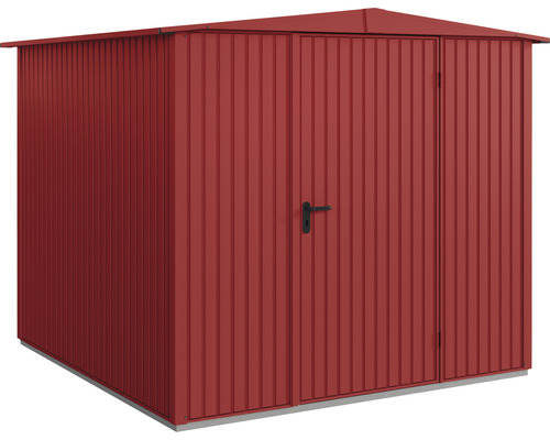 Abri de jardin Hörmann EcoStar Trend-S type 2 RAL3004 porte à un vantail 238 x 238 cm rouge