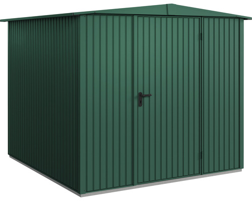 Abri de jardin Hörmann EcoStar Trend-S type 2 RAL6005 porte à un vantail 238 x 238 cm vert