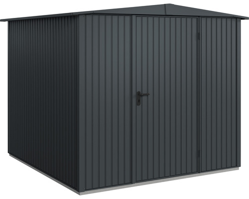 Abri de jardin Hörmann EcoStar Trend-S type 2 RAL7016 porte à un vantail 258,8 x 247,7 cm anthracite