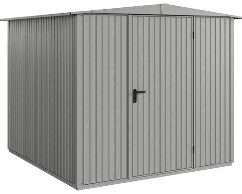 Abri de jardin Hörmann EcoStar Trend-S type 2 RAL9007 porte à un vantail 258,8 x 247,7 cm gris