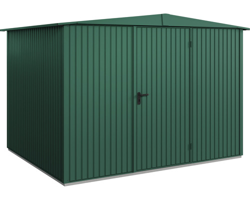 Abri de jardin Hörmann EcoStar Trend-S type 3 RAL6005 porte à un vantail 302,8 x 238 cm vert