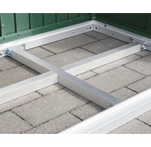 Cadre de fondation en aluminium pour une cabane de jardin sur pavés